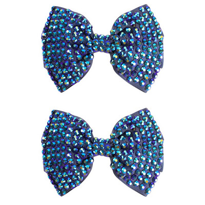 1 pereche de agrafe de păr cu nod cu fundă de diamant Crăciun pentru cap cu strasuri colorate, fundă de păr, agrafe, accesorii pentru păr pentru copii