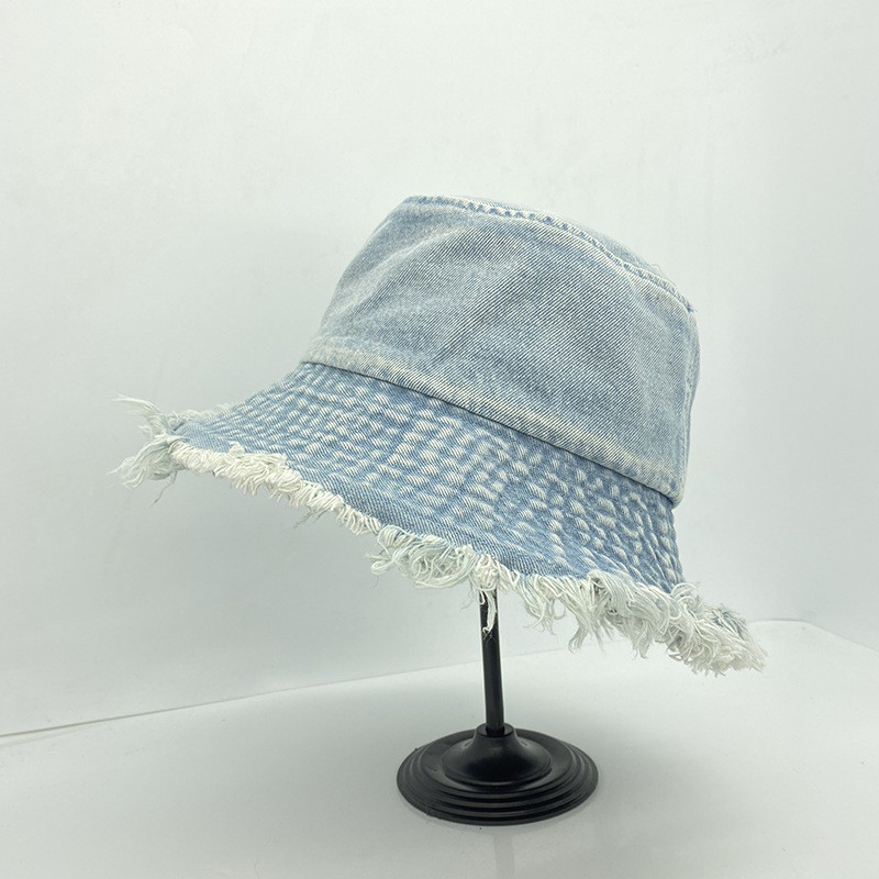 Jarné letné módne džínsy Denim Bucket Hat Opotrebovaný Burr Pár Rybársky klobúk Dámsky ležérny opaľovací krém Bazénové klobúky