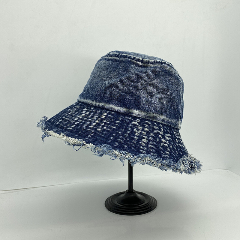 Jarné letné módne džínsy Denim Bucket Hat Opotrebovaný Burr Pár Rybársky klobúk Dámsky ležérny opaľovací krém Bazénové klobúky
