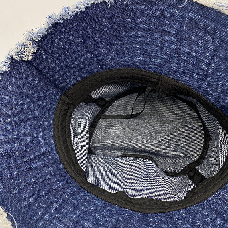 Jarné letné módne džínsy Denim Bucket Hat Opotrebovaný Burr Pár Rybársky klobúk Dámsky ležérny opaľovací krém Bazénové klobúky