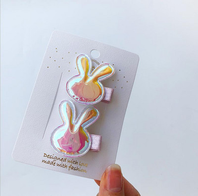 Agrafă de păr din piele PU pentru fete, strălucitoare, din pâslă, în formă de iepure, accesorii pentru ace de păr pentru copii, accesorii