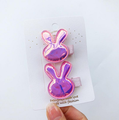 Agrafă de păr din piele PU pentru fete, strălucitoare, din pâslă, în formă de iepure, accesorii pentru ace de păr pentru copii, accesorii