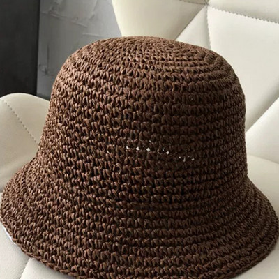 Pălărie de soare pentru femei de vară 2019 Șapcă găleată Pălărie de paie respirabilă Dom pliabil Pălărie de plajă la modă elegantă Șapci de protecție solară pentru femei