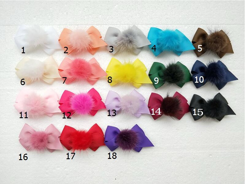 Djevojka 2,5 inčni krzneni pompon Mašnice za kosu Koješke Pom pom pokrivala za glavu slatki pomponi Ukosnice za kosu dodaci Ukosnice 1 par GR104