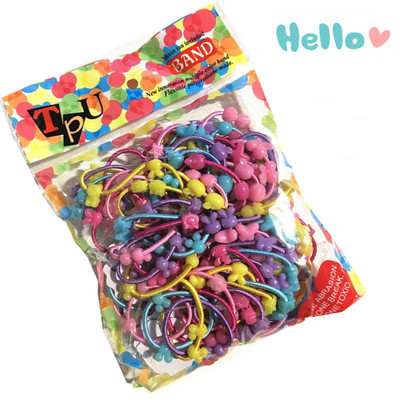 100db/szett Gyerek hajkiegészítők Rajzfilm Rugalmas Hajpántok Állati Szív Édes Gyöngyök Scrunchies Koreai stílusú lány fejdísz