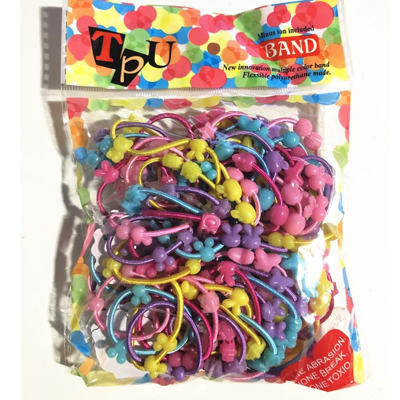 100db/szett Gyerek hajkiegészítők Rajzfilm Rugalmas Hajpántok Állati Szív Édes Gyöngyök Scrunchies Koreai stílusú lány fejdísz
