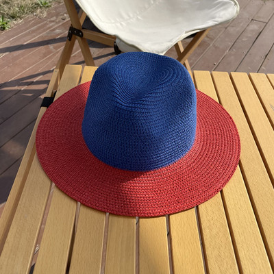 Luna&Dolphin Căciulă de protecție solară Jazz de vară pentru femei, lucrată manual, șapcă de cowboy, temperament pentru fete, plată, colorată, streașină mare, ocazional, șic