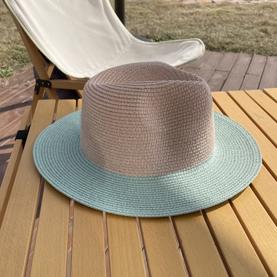 Luna&Dolphin Căciulă de protecție solară Jazz de vară pentru femei, lucrată manual, șapcă de cowboy, temperament pentru fete, plată, colorată, streașină mare, ocazional, șic