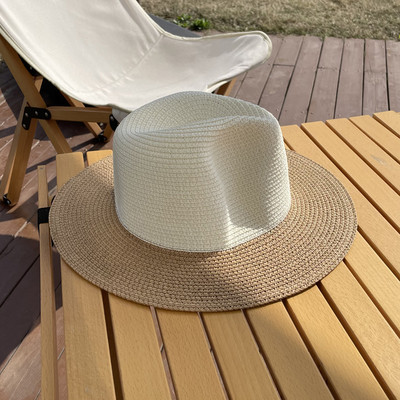 Luna&Dolphin Căciulă de protecție solară Jazz de vară pentru femei, lucrată manual, șapcă de cowboy, temperament pentru fete, plată, colorată, streașină mare, ocazional, șic