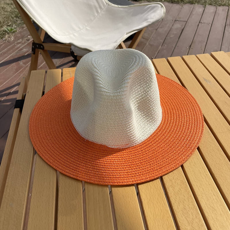 Luna&Dolphin Căciulă de protecție solară Jazz de vară pentru femei, lucrată manual, șapcă de cowboy, temperament pentru fete, plată, colorată, streașină mare, ocazional, șic