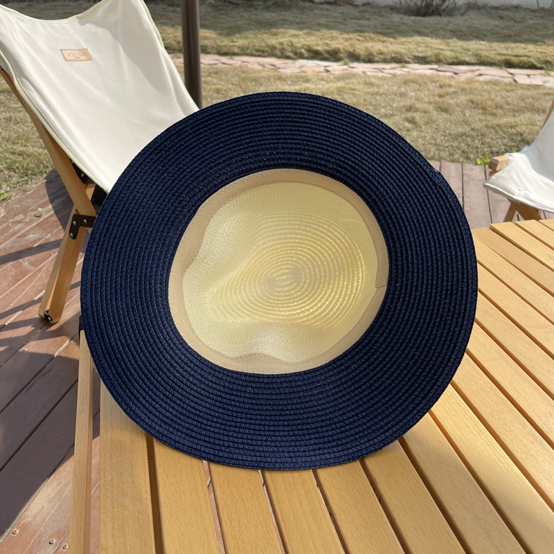 Luna&Dolphin Căciulă de protecție solară Jazz de vară pentru femei, lucrată manual, șapcă de cowboy, temperament pentru fete, plată, colorată, streașină mare, ocazional, șic