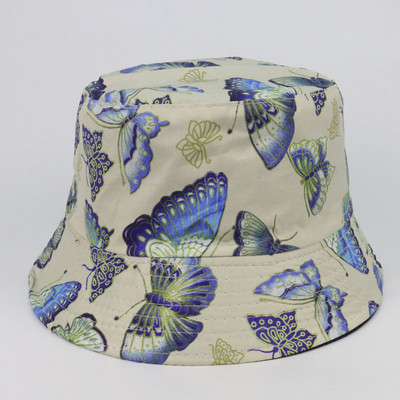 FOXMOTHER New Fashion Pink Butterfly Print Pălării de găleată Femei Şapci de soare Pescar