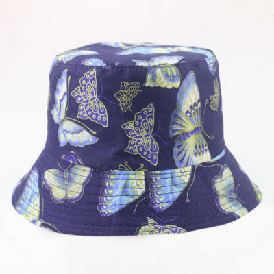 FOXMOTHER New Fashion Pink Butterfly Print Pălării de găleată Femei Şapci de soare Pescar