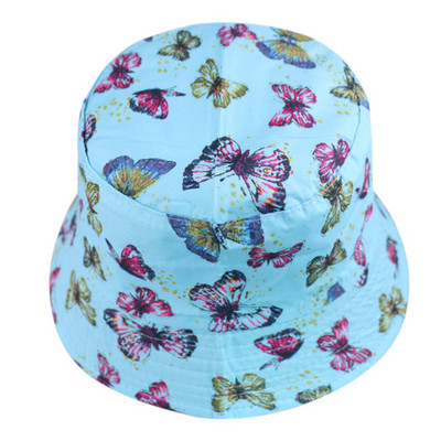FOXMOTHER New Fashion Pink Butterfly Print Pălării de găleată Femei Şapci de soare Pescar