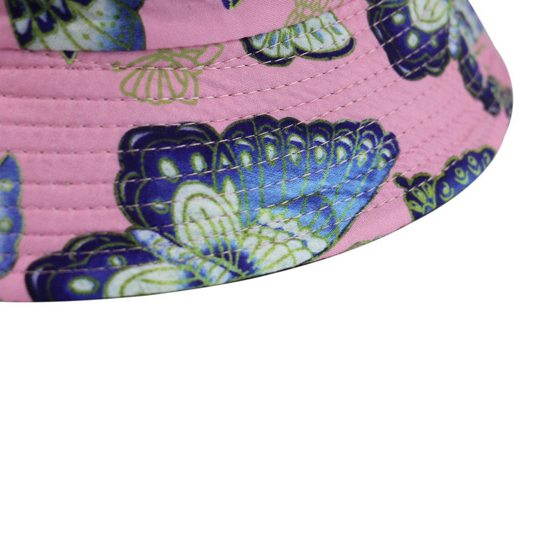 FOXMOTHER New Fashion Pink Butterfly Print Pălării de găleată Femei Şapci de soare Pescar