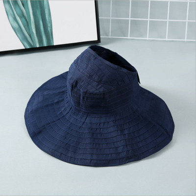 Pălărie de pescar cu protecție solară pliabilă WZCX, cu boruri largi, ocazional, de culoare solidă, șapcă goală.