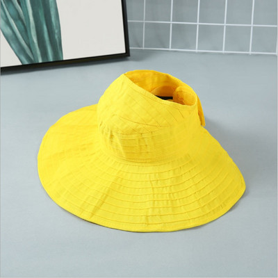 Pălărie de pescar cu protecție solară pliabilă WZCX, cu boruri largi, ocazional, de culoare solidă, șapcă goală.