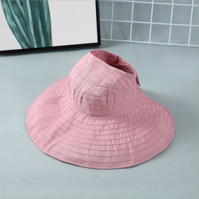 Pălărie de pescar cu protecție solară pliabilă WZCX, cu boruri largi, ocazional, de culoare solidă, șapcă goală.