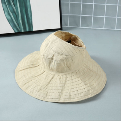 Pălărie de pescar cu protecție solară pliabilă WZCX, cu boruri largi, ocazional, de culoare solidă, șapcă goală.