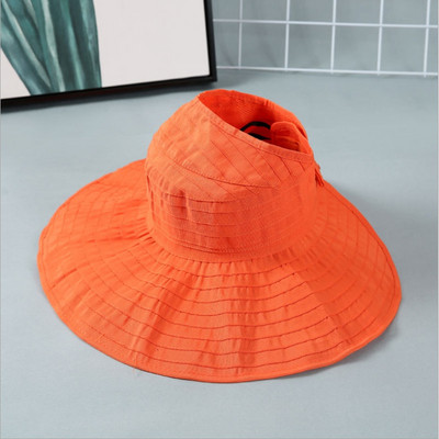 Pălărie de pescar cu protecție solară pliabilă WZCX, cu boruri largi, ocazional, de culoare solidă, șapcă goală.