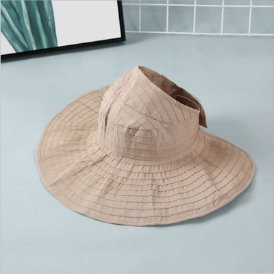 Pălărie de pescar cu protecție solară pliabilă WZCX, cu boruri largi, ocazional, de culoare solidă, șapcă goală.