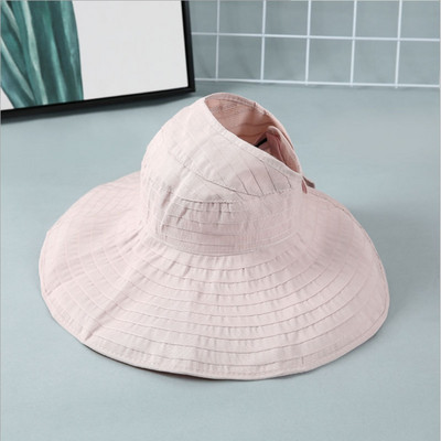 Pălărie de pescar cu protecție solară pliabilă WZCX, cu boruri largi, ocazional, de culoare solidă, șapcă goală.