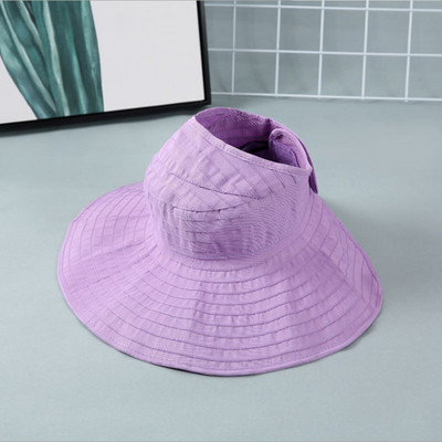Pălărie de pescar cu protecție solară pliabilă WZCX, cu boruri largi, ocazional, de culoare solidă, șapcă goală.