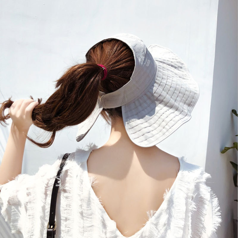 Pălărie de pescar cu protecție solară pliabilă WZCX, cu boruri largi, ocazional, de culoare solidă, șapcă goală.