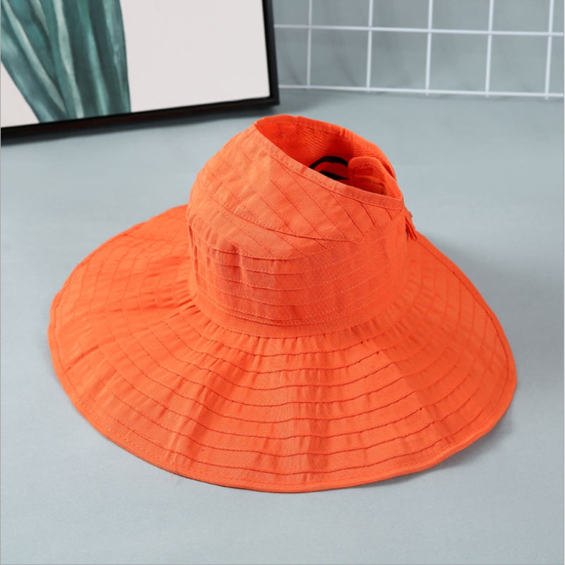 Pălărie de pescar cu protecție solară pliabilă WZCX, cu boruri largi, ocazional, de culoare solidă, șapcă goală.