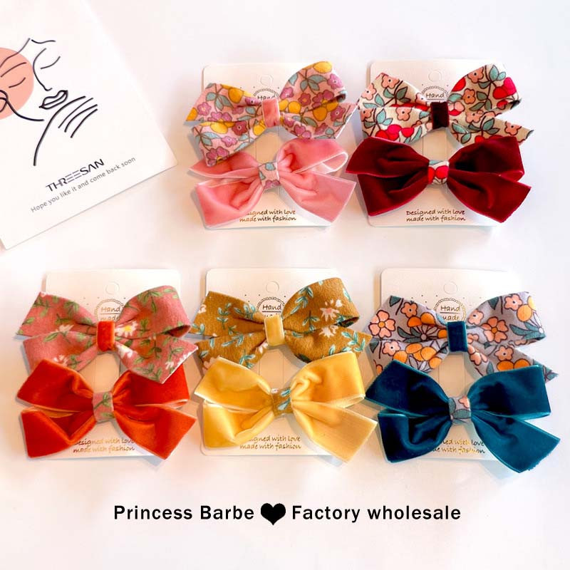 ncmama 2Pcs/lot Baršunasta mašna kopča za kosu Djevojačke leptir mašne Ukosnice korejske visokokvalitetne mašne kopča za kosu Modni dodaci za kosu