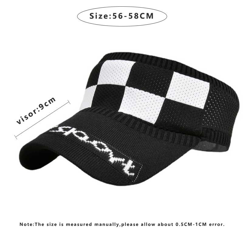 Ženski šešir s kariranim printom, Ljetni pleteni šešir s velikim obodom, Teniska kapa za sport na otvorenom, UV zaštita, bejzbolska kapa od elastične tkanine