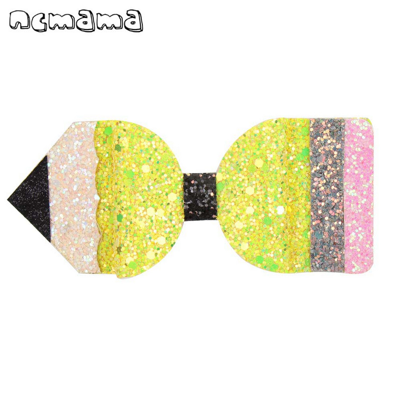 Povratak u školu 4,5'' pencil mašne za kosu za djevojčice Svjetlucave kopče za kosu Modne sjajne kopče za kosu Ukosnice za zabavu Dječji dodaci za kosu