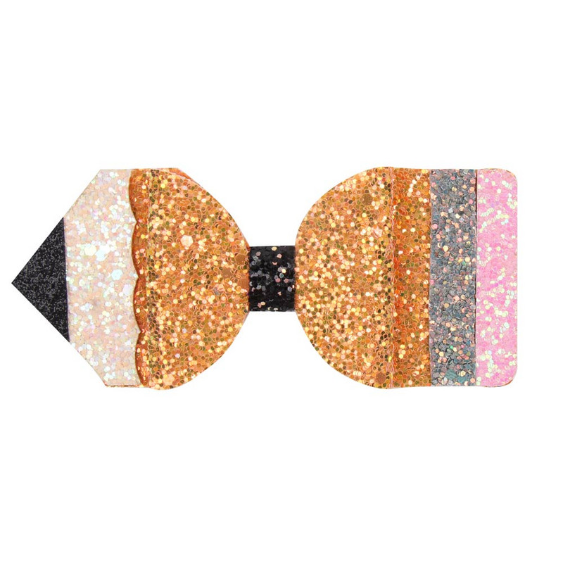 Povratak u školu 4,5'' pencil mašne za kosu za djevojčice Svjetlucave kopče za kosu Modne sjajne kopče za kosu Ukosnice za zabavu Dječji dodaci za kosu