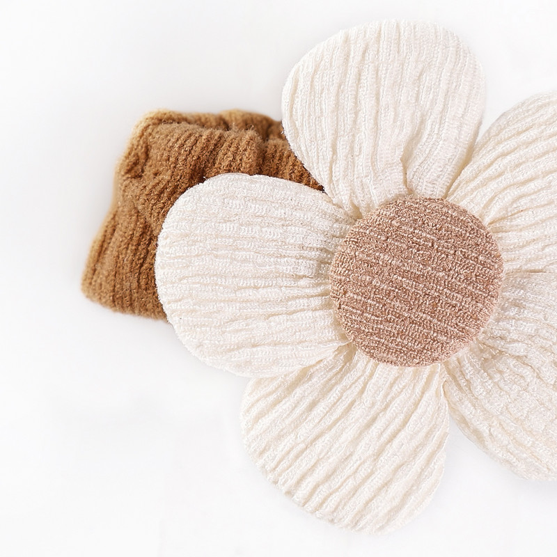 Bandă de păr cu ursuleț drăguț din desene animate Bandă de păr cu fundă Bentite pentru fete Banda elastică pentru cap cu flori de zi cu flori Accesorii de păr pentru copii Ornament