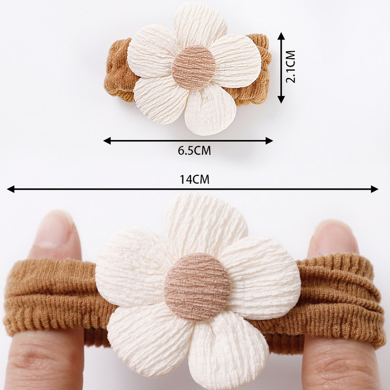 Bandă de păr cu ursuleț drăguț din desene animate Bandă de păr cu fundă Bentite pentru fete Banda elastică pentru cap cu flori de zi cu flori Accesorii de păr pentru copii Ornament