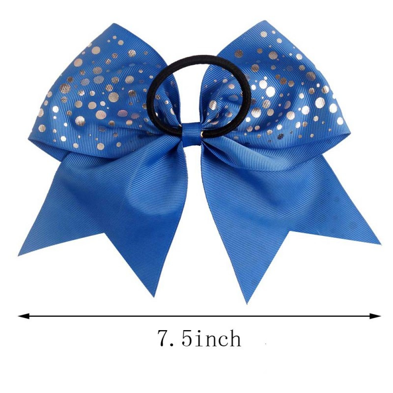 7'' svjetlucave točkice navijačke mašne za kosu Grosgrain vrpce mašne za kosu s elastičnim gumicama za kosu za djecu Pokrivala za glavu za djevojčice