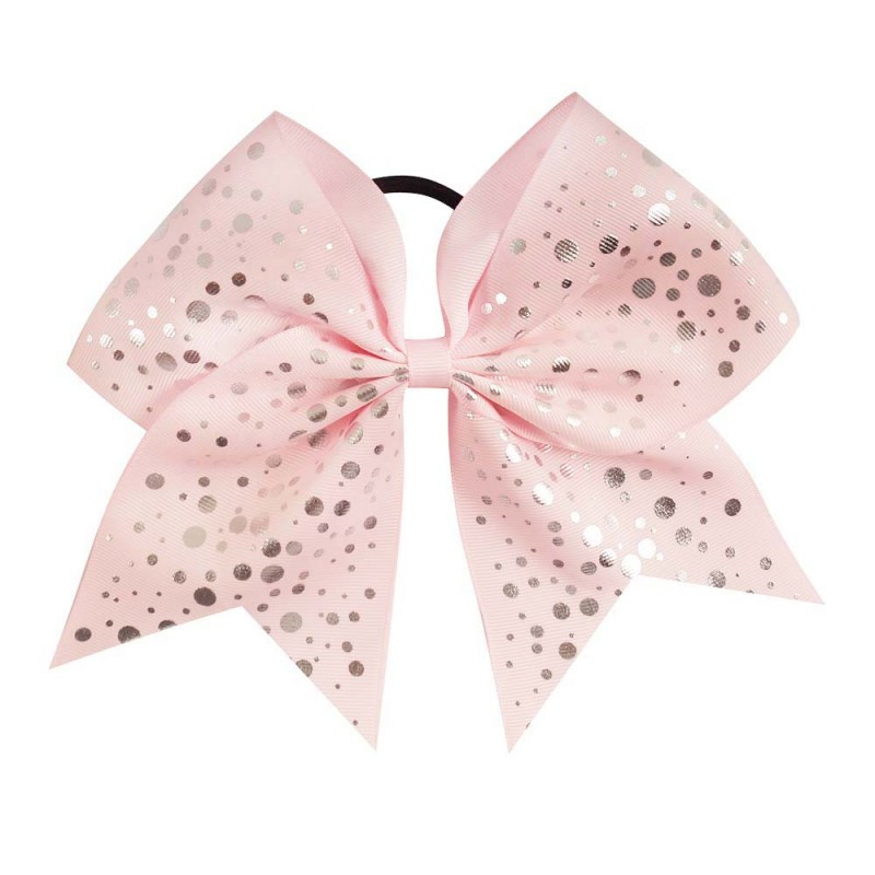 7'' svjetlucave točkice navijačke mašne za kosu Grosgrain vrpce mašne za kosu s elastičnim gumicama za kosu za djecu Pokrivala za glavu za djevojčice