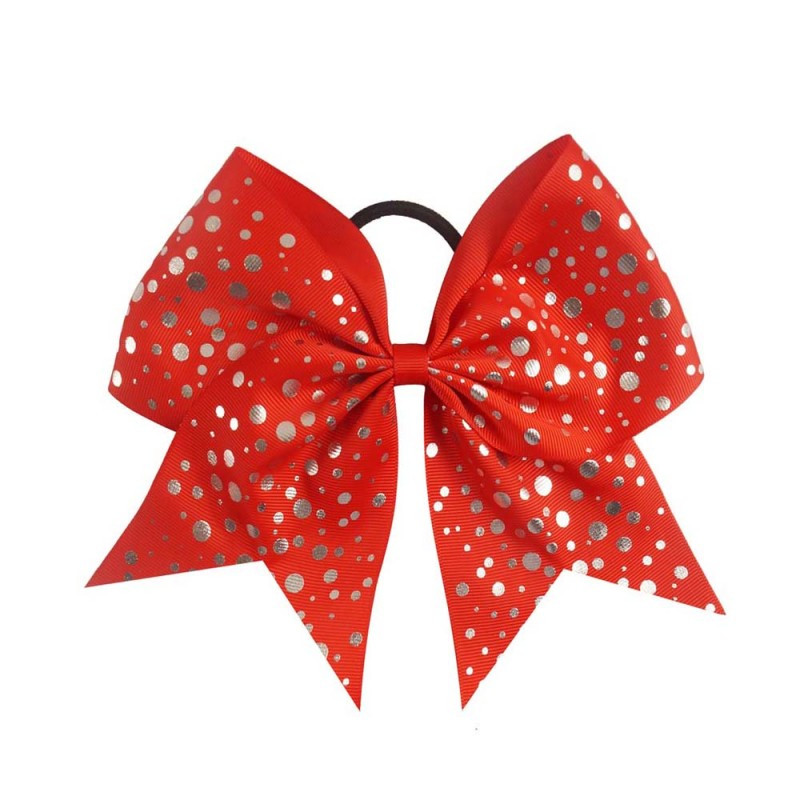 7'' svjetlucave točkice navijačke mašne za kosu Grosgrain vrpce mašne za kosu s elastičnim gumicama za kosu za djecu Pokrivala za glavu za djevojčice