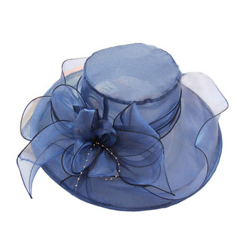 10 Χρώματα Floral Organza με φαρδύ γείσο Church Kentucky Derby Fascinator Lady Tea Party καπέλο για γυναίκες Bonnet Γυναικείο καπέλο