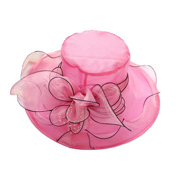 10 Χρώματα Floral Organza με φαρδύ γείσο Church Kentucky Derby Fascinator Lady Tea Party καπέλο για γυναίκες Bonnet Γυναικείο καπέλο