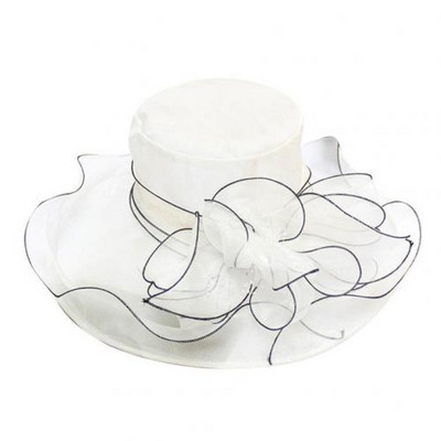 10 Χρώματα Floral Organza με φαρδύ γείσο Church Kentucky Derby Fascinator Lady Tea Party καπέλο για γυναίκες Bonnet Γυναικείο καπέλο