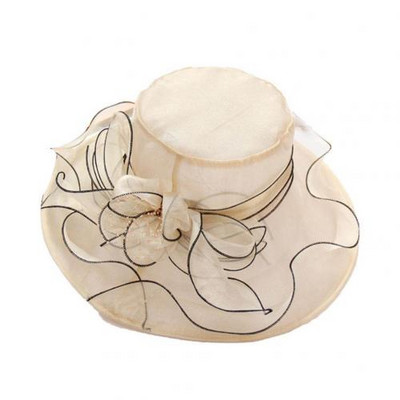 10 Χρώματα Floral Organza με φαρδύ γείσο Church Kentucky Derby Fascinator Lady Tea Party καπέλο για γυναίκες Bonnet Γυναικείο καπέλο