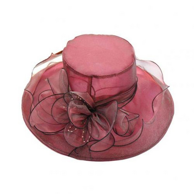 10 Χρώματα Floral Organza με φαρδύ γείσο Church Kentucky Derby Fascinator Lady Tea Party καπέλο για γυναίκες Bonnet Γυναικείο καπέλο