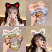 Katės ausys mielas plaunamas plaukų segtukas vaikams pliušinis galvos apdangalas tinklelis raudonas naujas galvos apdangalas žieminis plaukų segtukas