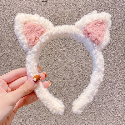 Katės ausys mielas plaunamas plaukų segtukas vaikams pliušinis galvos apdangalas tinklelis raudonas naujas galvos apdangalas žieminis plaukų segtukas