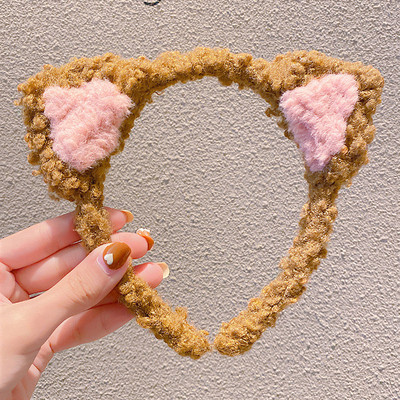 Katės ausys mielas plaunamas plaukų segtukas vaikams pliušinis galvos apdangalas tinklelis raudonas naujas galvos apdangalas žieminis plaukų segtukas