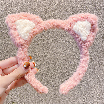 Katės ausys mielas plaunamas plaukų segtukas vaikams pliušinis galvos apdangalas tinklelis raudonas naujas galvos apdangalas žieminis plaukų segtukas