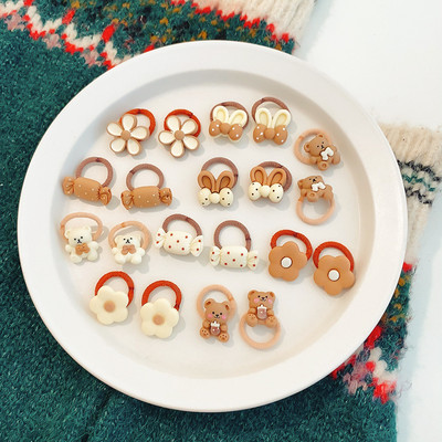 20Pcs/set Kawaii Cartoon Medvjed Gumice za kosu Sweet Girls Elastična gumica Pokrivala za glavu Cvjetna mašna Dječji ukrasi za kosu Ukrasi