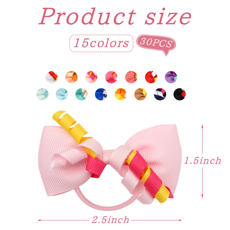 30 de buc Panglică Grosgrain Funcții de păr Legături de păr elastice Suporturi de benzi de păr Accesorii de păr pentru fetițe Sugari Copii mici