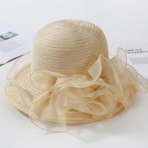 Organza päikesekübarad naiste lilledega suvised pulmamütsid Naiste elegantsed lillelised UV kirikumütsid 2019. aasta uus mood